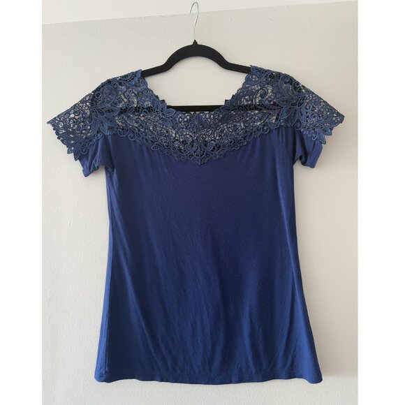 Arianne Cotton Cobalt Lace Tee - Picture 3 of 3